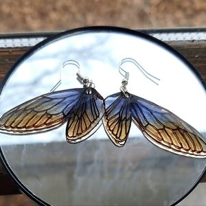 Handmade cicada wing inspired earrings